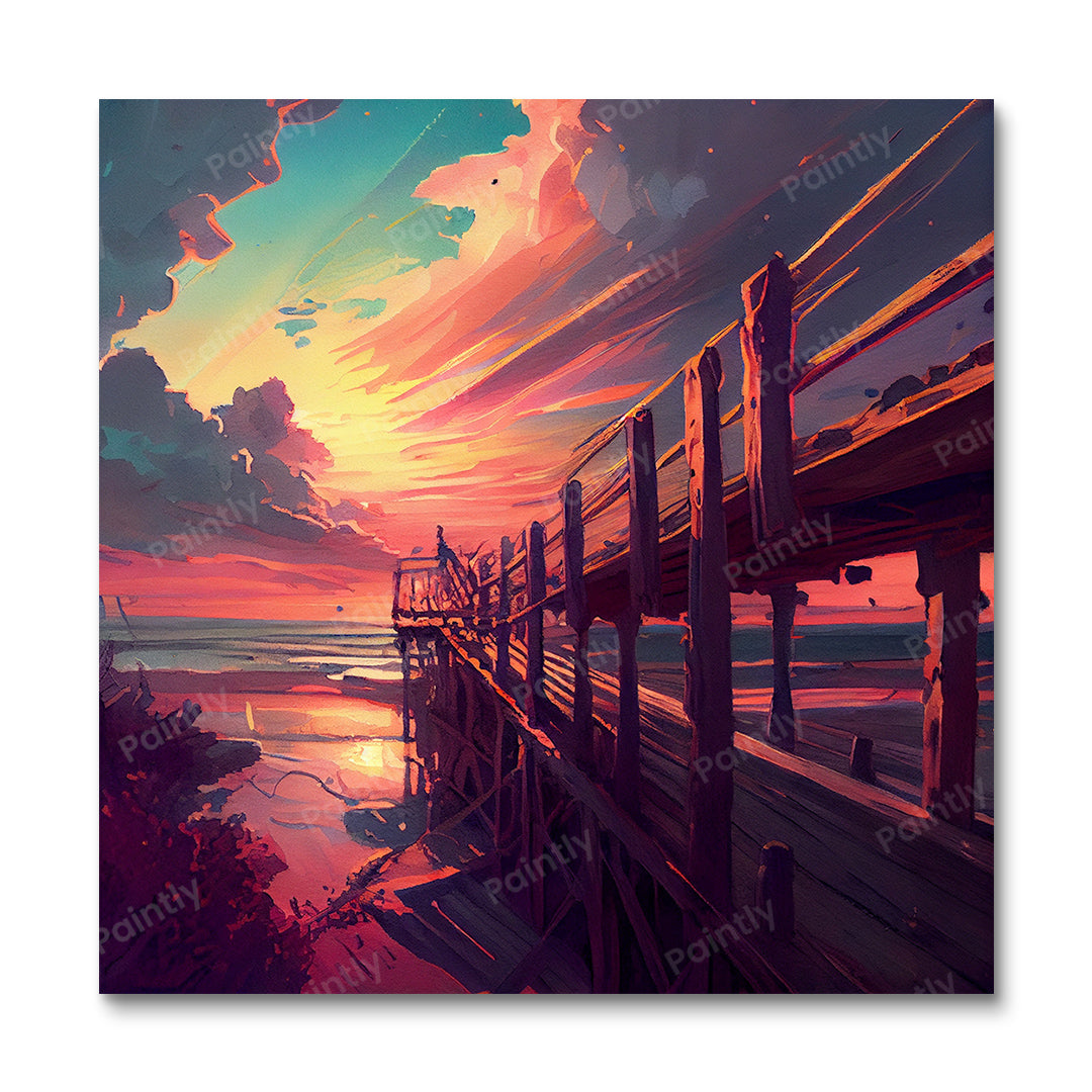 Dramatic Beach Boardwalk IV (Wall Art)