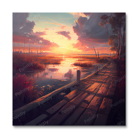 Dramatic Lake Boardwalk II (Paint by Numbers)