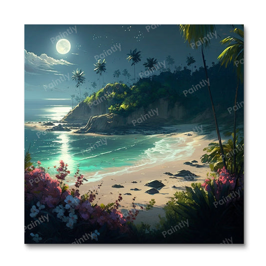 Moonlit Tropical Bliss I (Diamond Painting)