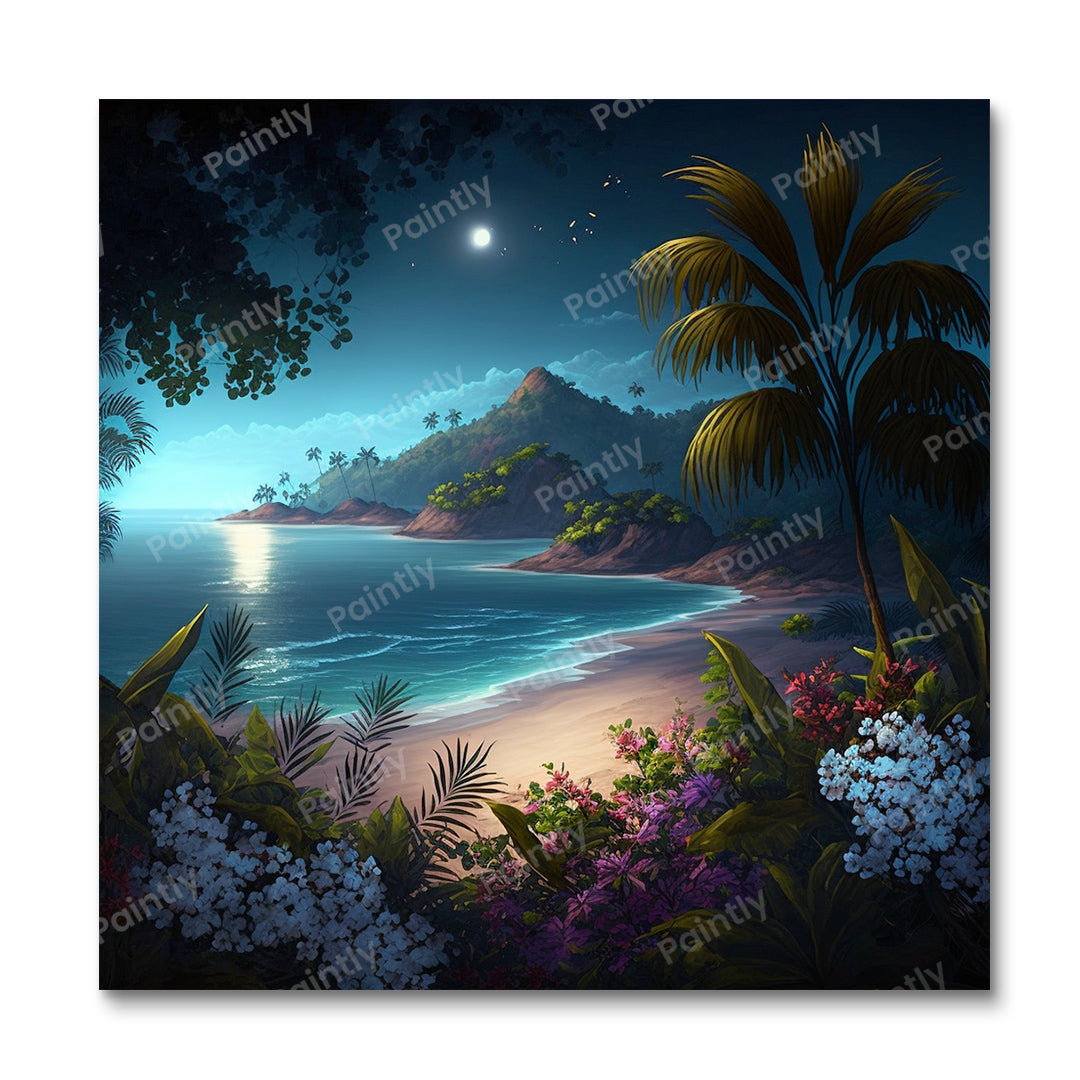 Moonlit Tropical Bliss IV (Vægkunst)