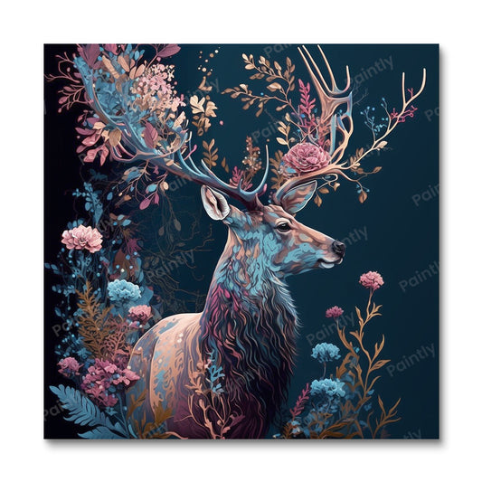 Floral Deer III (vægkunst)