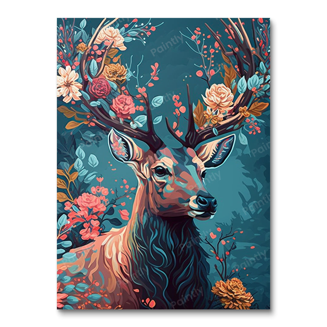 Floral Deer I (Vægkunst)