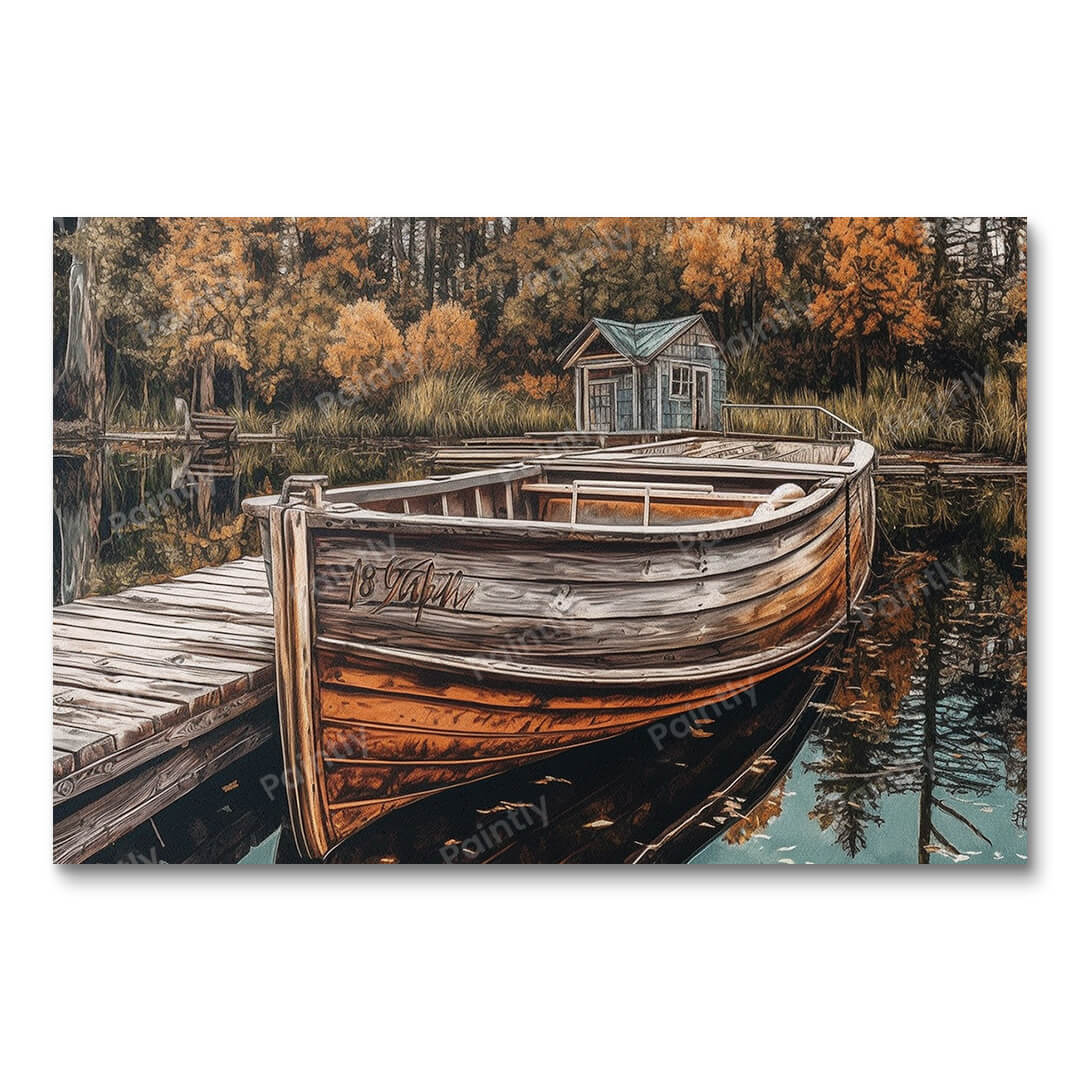 Autumn Boat Retreat (Wandkunst)