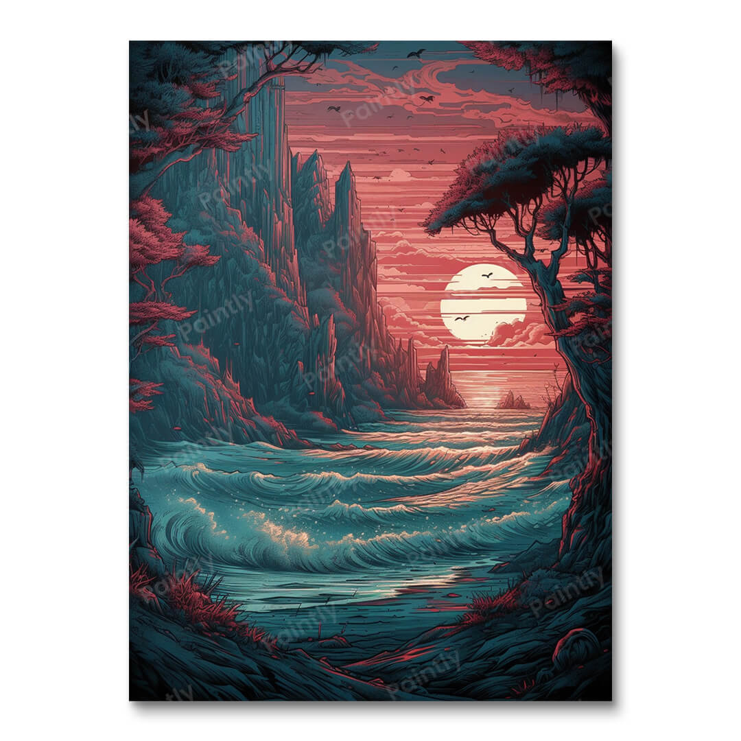 Sunset's Vibrant Veil (Diamond Painting)