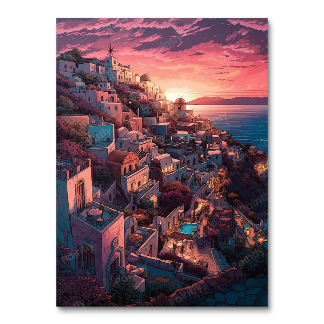 Santorini Coast (Paint by Numbers)