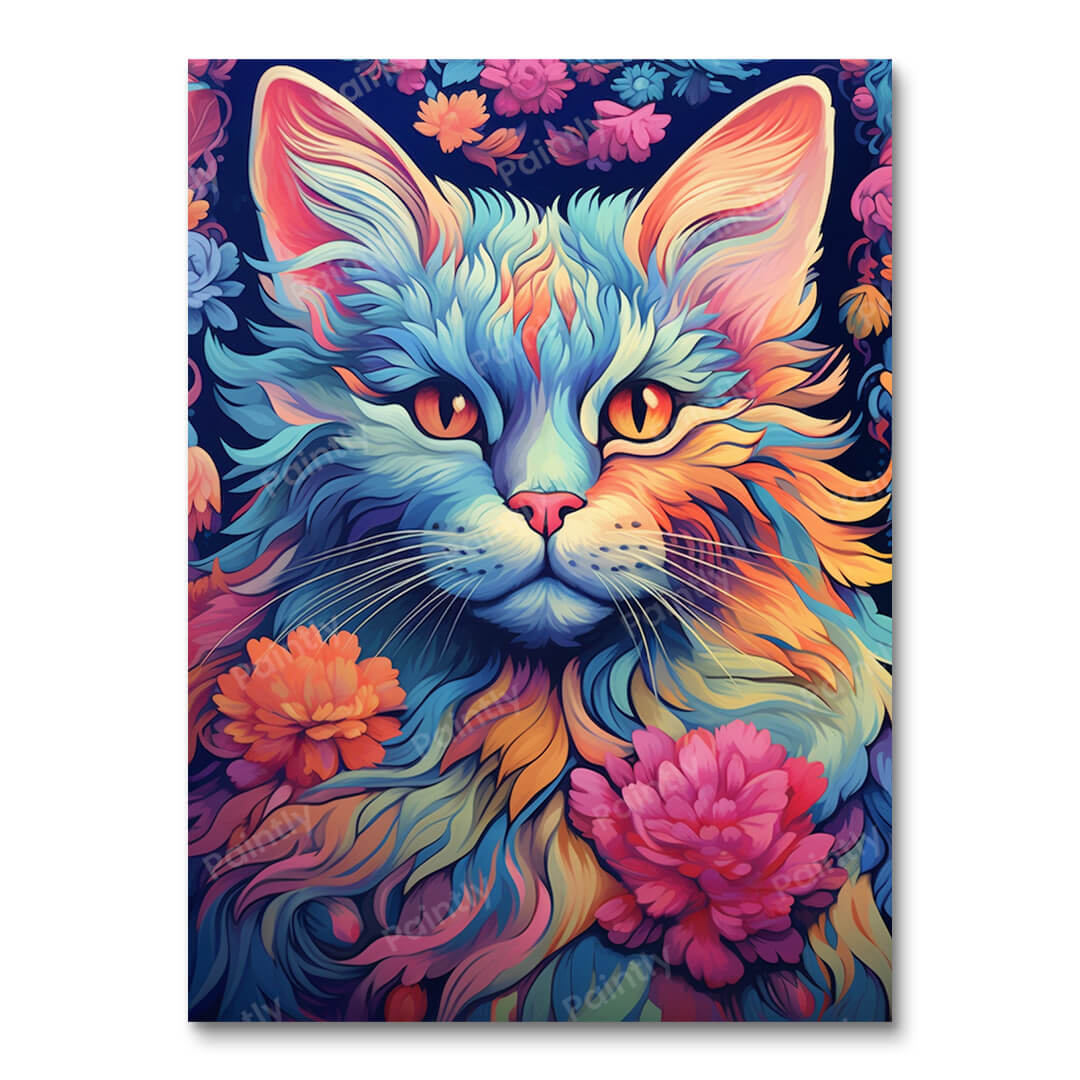 Psychedelic Cat IV (Vægkunst)