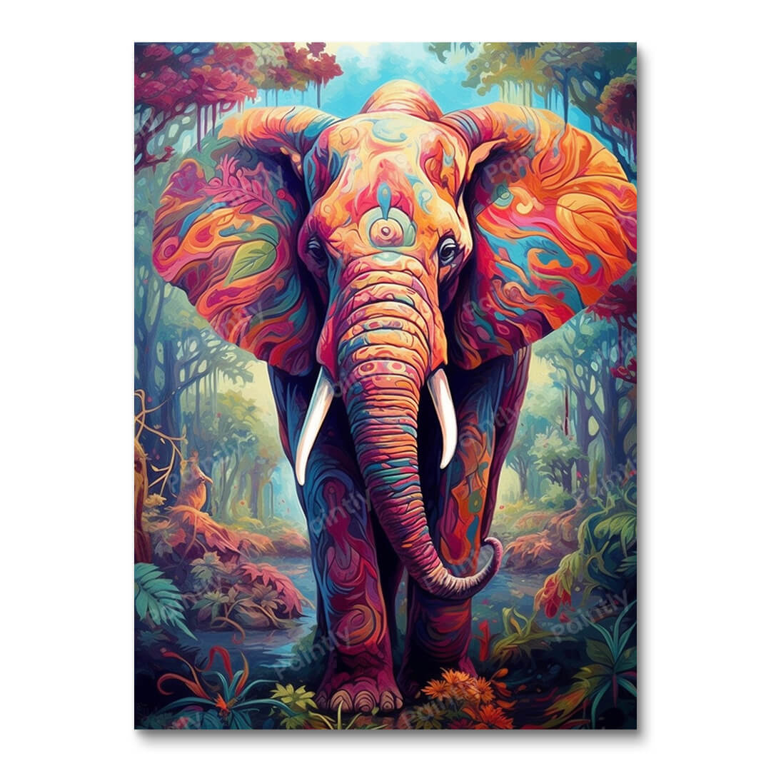 Psychedelic Elephant II (Vægkunst)