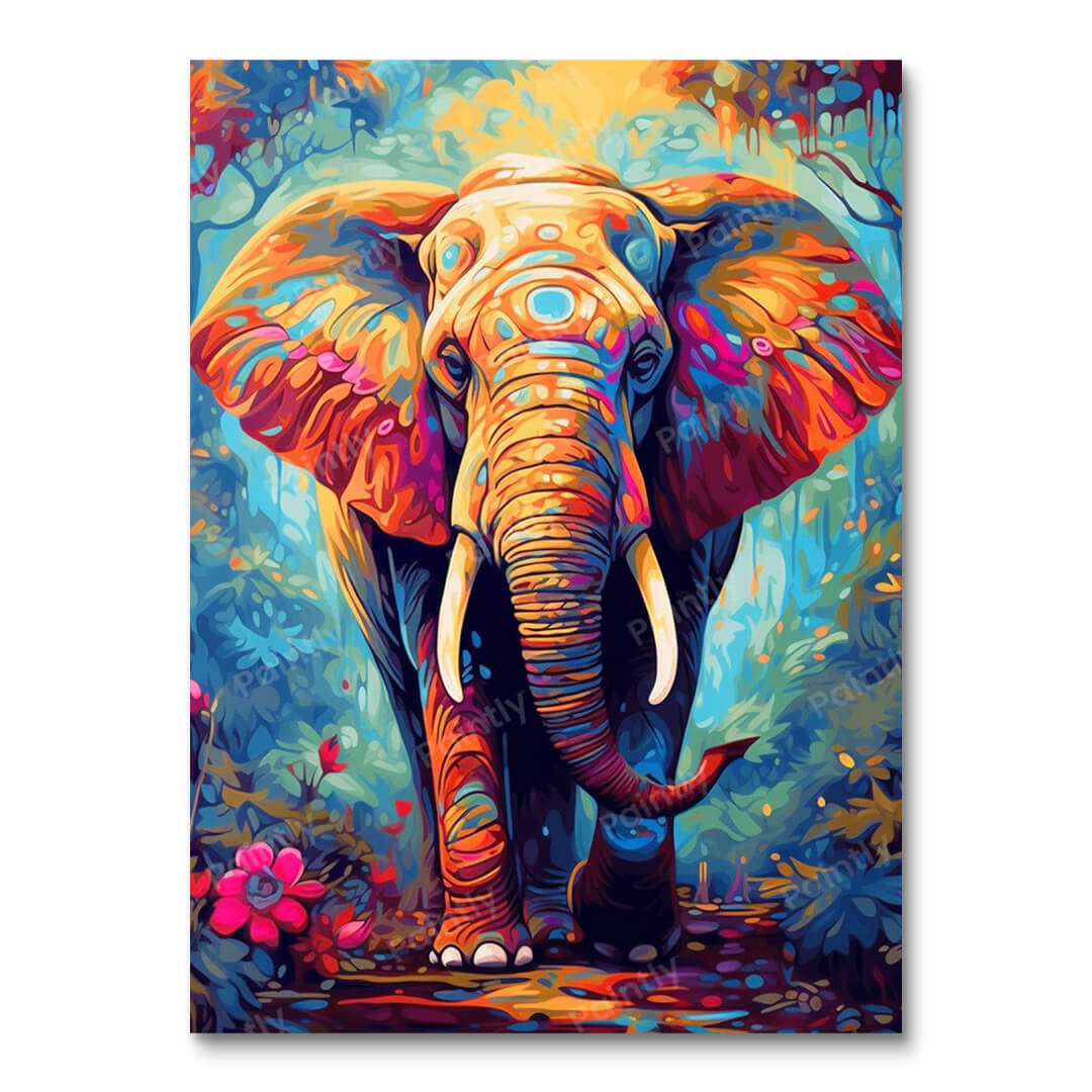 Psychedelic Elephant II (Vægkunst)