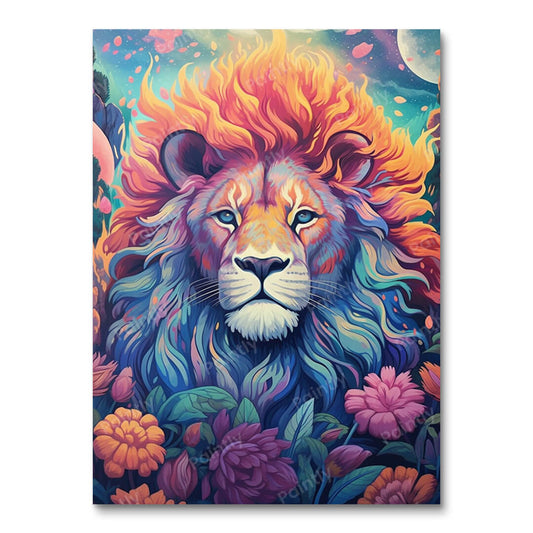 Psychedelic Lion IV (Vægkunst)