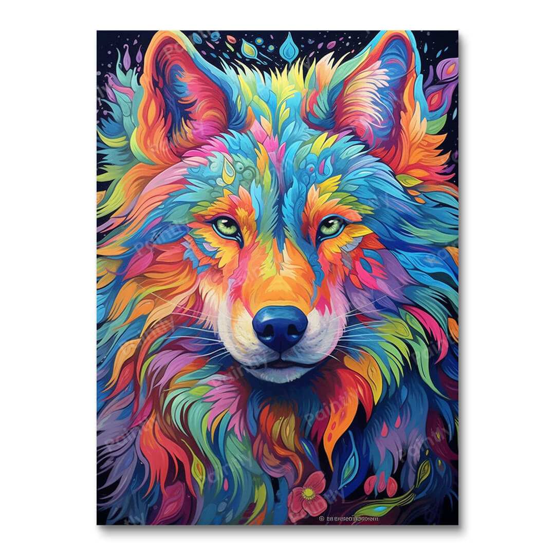 Psychedelischer Wolf I (Diamantmalerei)