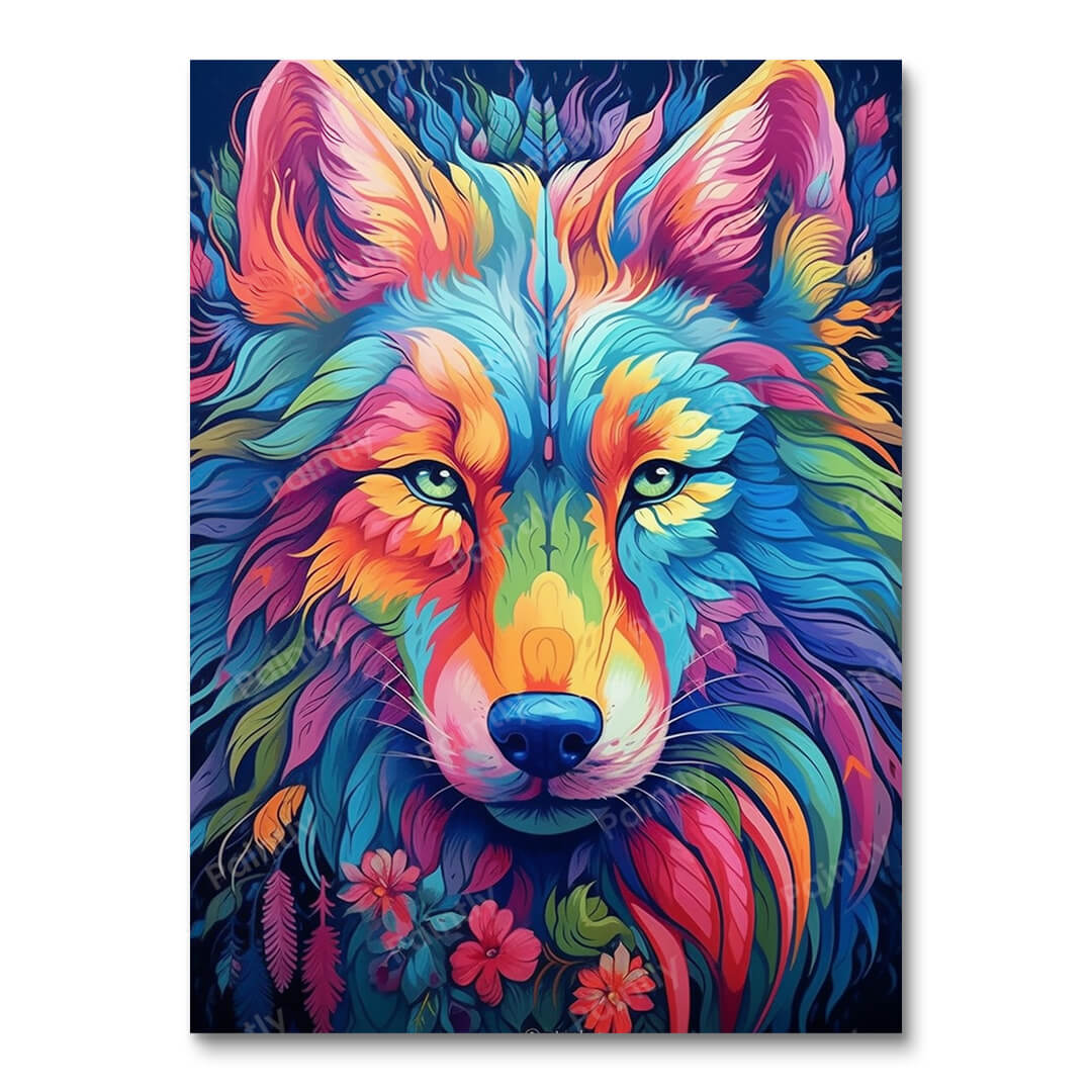 Psychedelic Wolf II (Vægkunst)