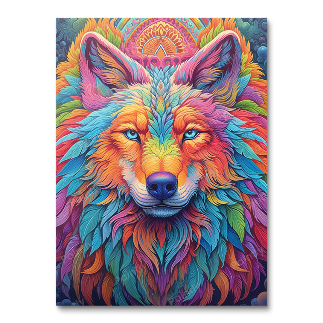 Psychedelischer Wolf IV (Diamantmalerei)