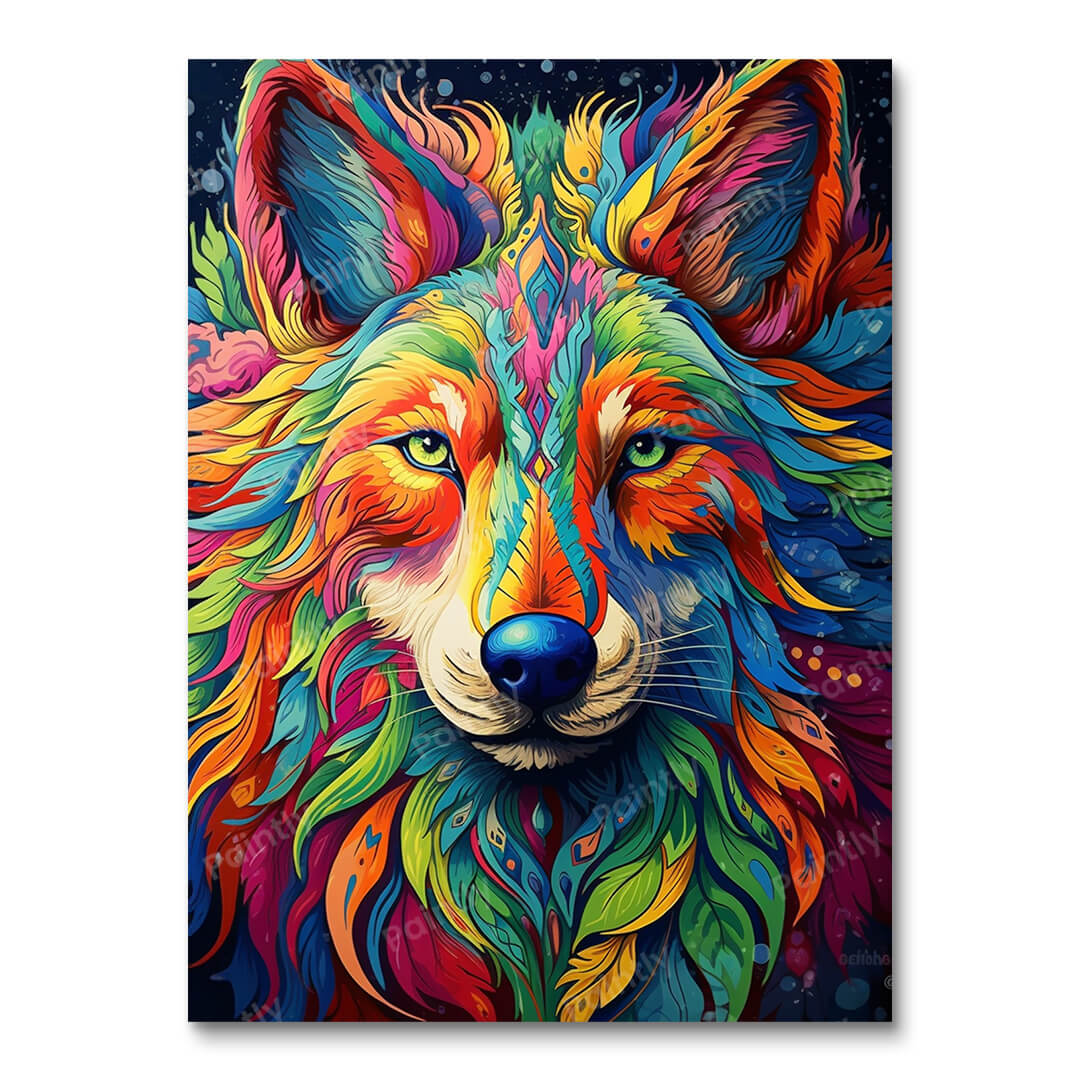 Psychedelischer Wolf V (Diamantmalerei)