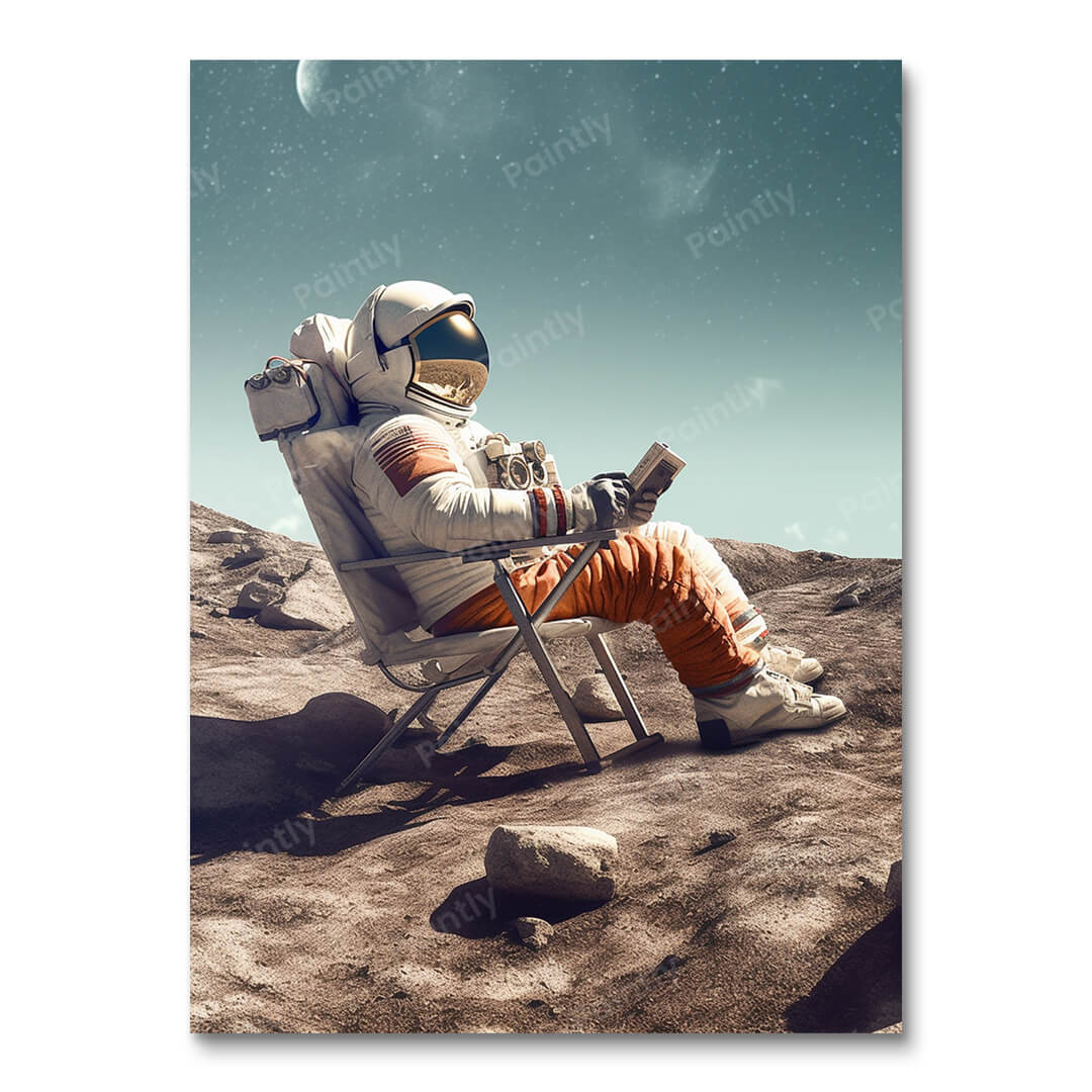 Astronaut Chilling on the Moon (Wall Art)